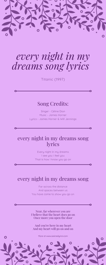 every night in my dreams song lyrics - Titanic (1997)